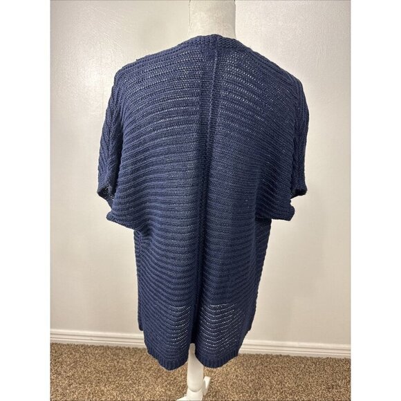 Talbots Women's M Open Cardigan Sweater Navy Blue 100% Linen - Picture 5 of 9